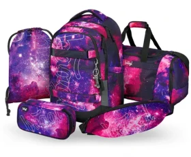 BAAGL SET 5 - Školní set Skate max Galaxy: batoh / penál / sáček / sportovní taška / ledvinka (A-35374)