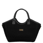 Stylová dámská háčkovaná kabelka do ruky Coveri Maggie, černá