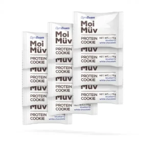 MoiMüv Protein Cookie - GymBeam (borůvka bílá čokoláda, 12 x 75 g) (48406-10-čučoriedka-bielačokoláda-12x75g)