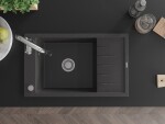 MEXEN/S - Elias Elias granitový dřez 1-miska s odkapávačem včetně baterie Savita, černá kropenatá 6511-76-672601-00