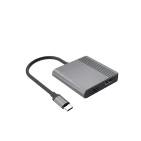 USB-C na HDMI + DisplayPort šedá / Adaptér / 4K 60Hz / 0,18 m (A-CM-HDMIFDPF-01)