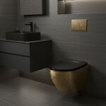 REA - Závěsná WC mísa Carlo Mini Tornado Black Brush Gold REA-C4330