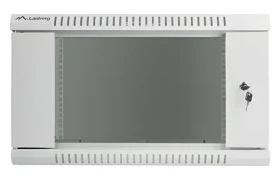Lanberg WF01-6406-10S šedý / Nástěnný rozvaděč 19" / 6U / 600×450 mm / prosklené dveře / flat pack (WF01-6406-10S)