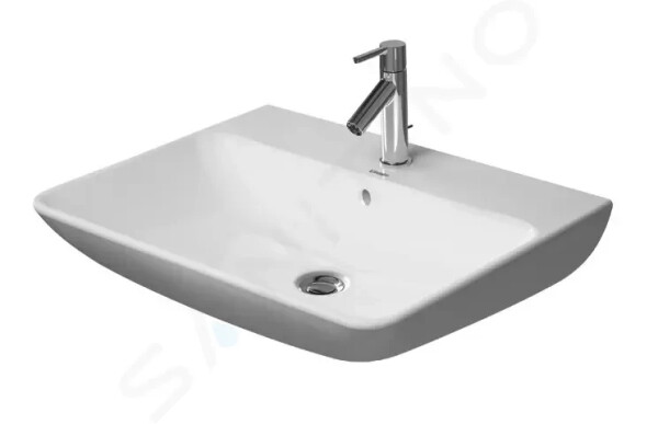 DURAVIT - ME by Starck Umyvadlo 650x490 mm, s přepadem, s otvorem pro baterii, WonderGliss, matná bílá 23356532001