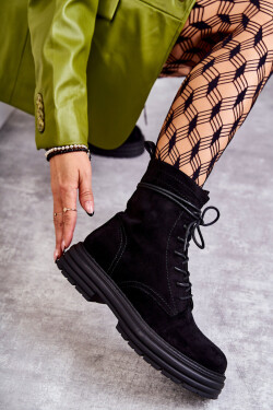 Dámské semišové boty se zavazováním Černé Afra 37