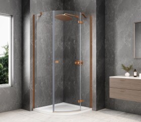POLYSAN - GLOBE COPPER MATT čtvrtkruhový sprchový kout 1000x1000, čiré sklo, pravé GB2610RPG