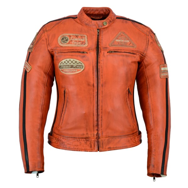 Dámská Kožená Bunda Oriana Brixton Oranžová Velikost: