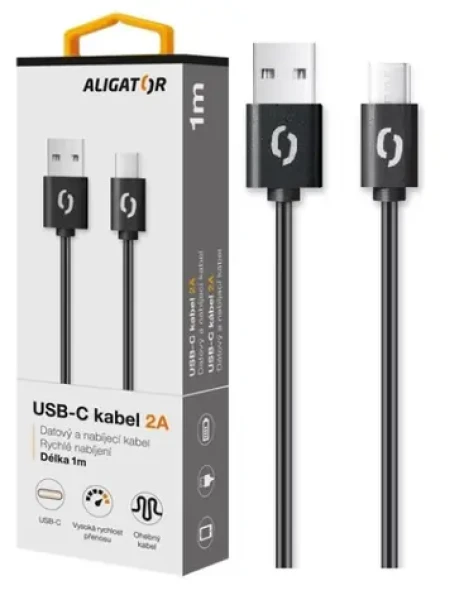 Aligator Datový kabel 2A USB-C 1m / černý (DAKA005)