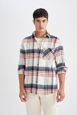 DEFACTO Regular Fit Polo Collar Plaid Flannel Long Sleeve Shirt