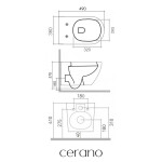 CERANO - Kompletní WC set Profi/Cesso - bílá lesklá - WC tlačítko Slim/Bílá - předstěnová instalace - 49x36 CER-8050BD10
