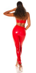 Sexy Koucla Latexové kalhoty s vysokým pasem a zipem red M