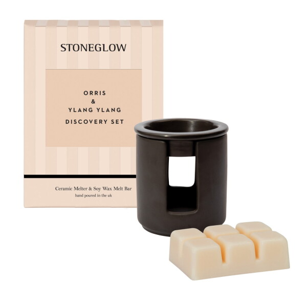 Stoneglow Aromalampa + vonný vosk Orris/Ylang Ylang 75 g, černá barva, keramika, vosk