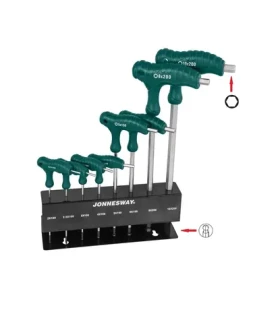 JONNESWAY Sada 8 zástrčných klíčů Imbus s kuličkou a T rukojetí (JH10MB08S)