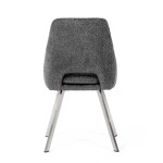 Židle jídelní, šedá látka, kovové nohy, broušená nerez.