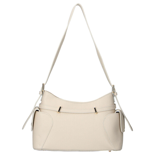 Extravagantní kožená kabelka na rameno Lina, béžová