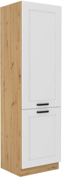 Vysoká skříňka na vestavnou lednici Luna 60 LO-210 2F Barva korpusu: Dub artisan, Barva dvířek: Bílá