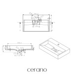 CERANO - Umyvadlo z litého mramoru Vita - nástěnné i na desku - otvor pro baterii - bílá matná - 60x37 CER-8050BD6942