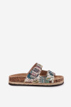 Vzorované dámské pantofle na korkové platformě s přezkami Lee Cooper LCW-25-35-3483L Multikolor 39