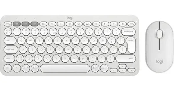 Logitech Pebble 2 Combo bílá / Bezdrátová sada klávesnice a myši / US layout (920-012240)