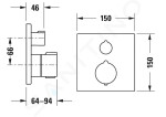 DURAVIT - C.1 Vanová termostatická baterie pod omítku, pro 2 spotřebiče, chrom C15200013010