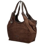 Trendy dámská semišová/koženková kabelka na rameno Maritta, coffee