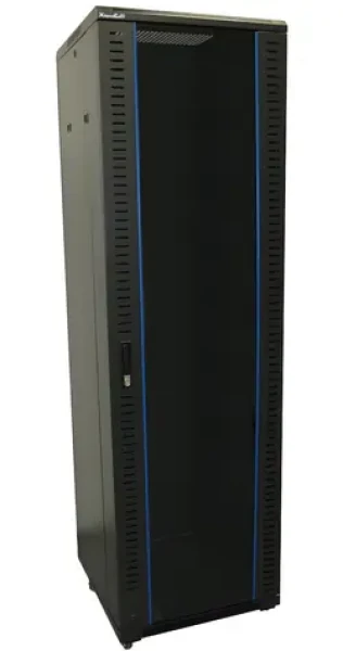 XtendLan 19" / Stojanový rozvaděč / 42U / 600x800 mm / nosnost 800 kg / skleněné dveře / černý (ECO-42U-68-BLACK-AS)