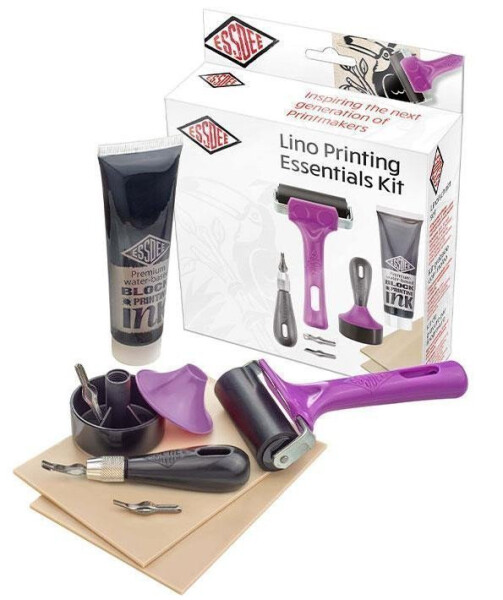 ESSDEE malá sada pro linoryt s černou barvou 100 ml