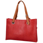 Trendy dámská koženková kabelka na rameno Valika, červená