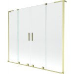 MEXEN/S - Velar L Duo dvoukřídlá posuvná vanová zástěna 180 x 150, transparent, zlatá kartáčovaná 896-180-003-02-55