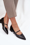 Lakované baleríny na jemném podpatku s páskem Černé Isvella 38