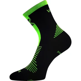 VOXX Ponožky slabé z merino WORALF s ionty stříbra ČERNÉ s neon zelenou (3 páry) 35-38 124778