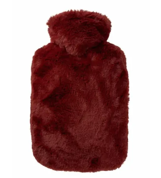 Hugo Frosch Classic Termofor s obalem z umělé kožešiny - extra dlouhý vlas – bordo (4250098505598)