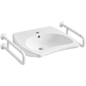 CERANO Umyvadlo keramické pro handicapované Tina + 2x madlo bílá - nástěnné - bílá lesklá - 62x53 cm