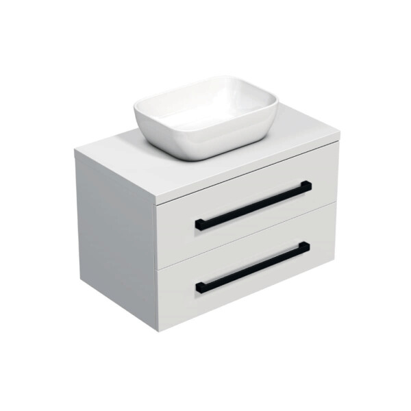 Koupelnová skříňka s černou úchytkou a krycí deskou SAT Cube Way 80x47,5x46 cm bílá lesk CUBE46C803BI45 CUBE46C803BI45
