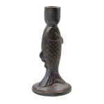 House Doctor Keramický svícen Rio Metallic black, černá barva, keramika