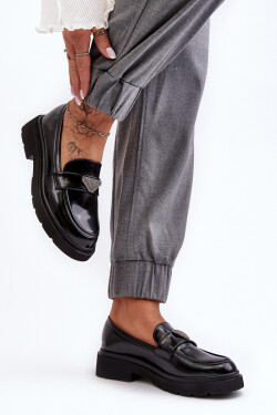 Dámské mokasíny na plochém podpatku černé Venla 37