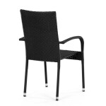Židle zahradní, černý umělý ratan, kov, stohovatelná.