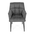 Židle jídelní, šedá vodoodpudivá látka, černý matný lak, kovové nohy