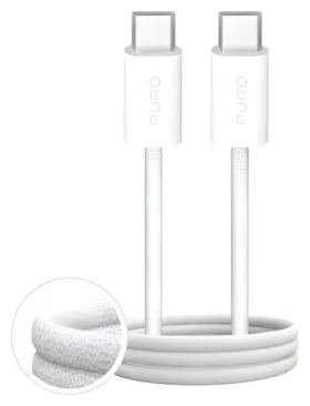 Puro Fabrik 4 bílá / Kabel USB-C - USB-C / opletený / 100 W / 1 m