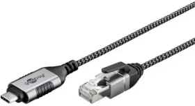Goobay 74404 černá/šedá / Redukce USB-C na RJ-45 / 1 Gb/s / 3 m (74404)