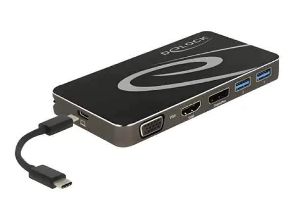 Delock 87773 černá / Dokovací stanice / USB-C 3.2 / DP + HDMI + VGA / PD 100W (87773)