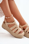 Dámské Sandály S Pásky A Pleteninou Béžové Pardauss 39