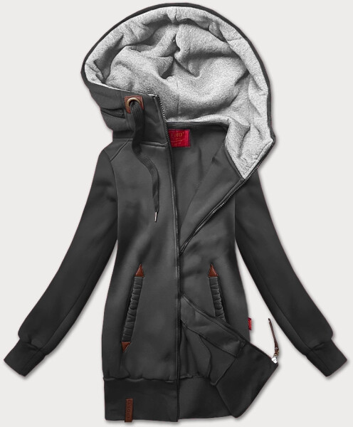 Hladká dámská mikina v grafitové barvě s kapucí LHD (AMG169) odstíny šedé S (36)