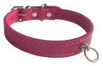 Huhubamboo Exclusive obojek růžový M / Obojek pro psy / 16 mm x 26-32 cm / Hovězí kůže (355509)