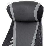 Herní křeslo, šedá, černá ekokůže a černá látka a síťovina MESH, PCA mech