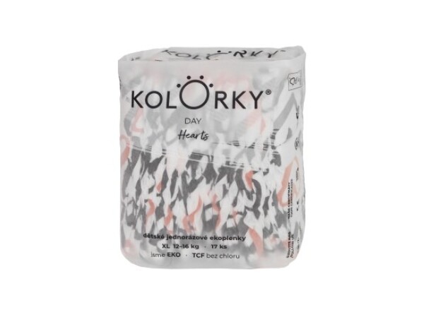 KOLORKY DAY jednorázové eko plenky srdce - XL (12-16 kg), 17 ks