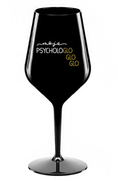 MOJE PSYCHOLOGLOGLOGLO černá nerozbitná sklenice na víno 470 ml