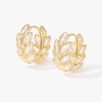 Náušnice s čirými zirkony ve tvaru obilných klásků – elegantní přírodní design, Zlatá