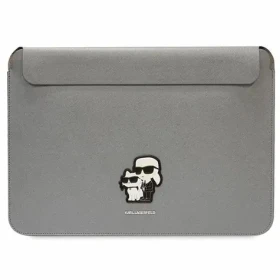 Karl Lagerfeld Saffiano Karl Choupette stříbrná / Obal na notebook / 14" (KLCS14SAKCPMG)