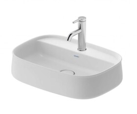 DURAVIT - Zencha Umyvadlo na desku 55x39 cm, bez přepadu, otvor pro baterii, DuraCeram, WonderGliss, matná bílá 23745532711